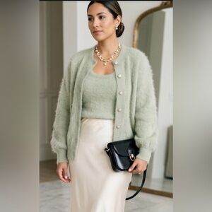 Vintage Connie  A Lee 80s  Angora Mint Green sweater, Sz S/M